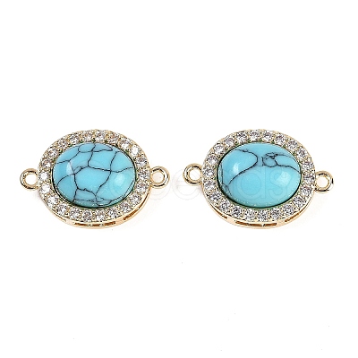Synthetic Turquoise Oval Connector Charms KK-U043-50G-03-1