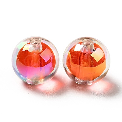 Two Tone UV Plating Rainbow Iridescent Acrylic Beads TACR-D010-03A-08-1