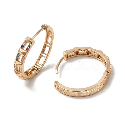 Brass Micro Pave Colorful Cubic Zirconia Hoop Earrings EJEW-M238-65KCG-1