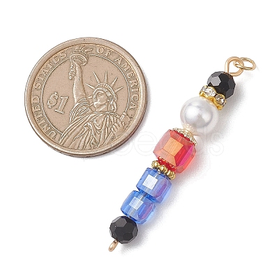 Glass & Shell Pearl & Brass Beads Pendants PALLOY-JF04806-1