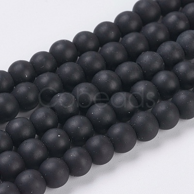 Synthetical Black Stone Beads Strands X-G-G508-7-1