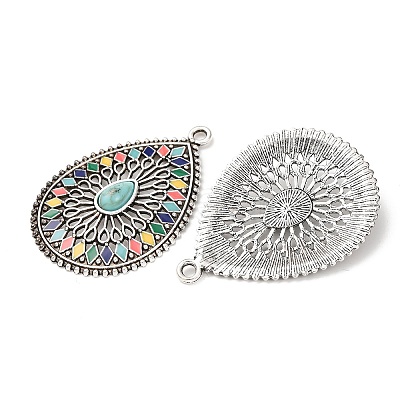 Tibetan Style Alloy with Acrylic Pendants PALLOY-F319-05B-AS-1
