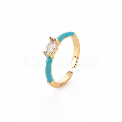 Brass Enamel Cuff Rings RJEW-T016-29-NF-1