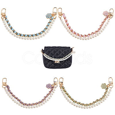4Pcs 4 Colors ABS & Iron & Alloy & PU Leather Handbag Chain Straps FIND-HS0001-36A-1