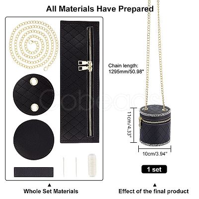 DIY Rhombus Pattern Cylinder Small Crossbody PU Leather Bag Making Kits DIY-WH0292-74A-1