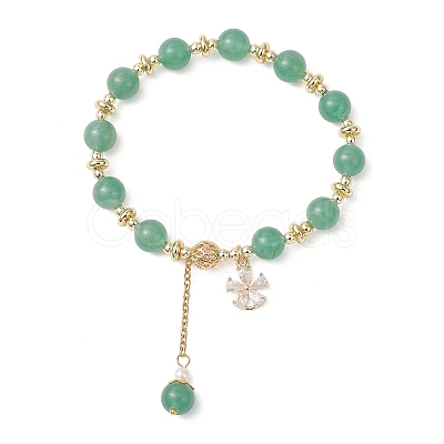 Natural Green Aventurine Round Beaded Bracelets for Women BJEW-JB13123-02-1