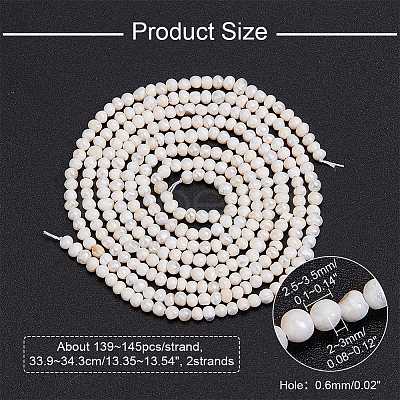 Nbeads 2 Strands Natural Cultured Freshwater Pearl Beads Strands PEAR-NB0002-35-1