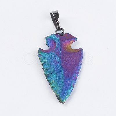 Electroplate Natural Indian Agate Pendants G-L479-23-1