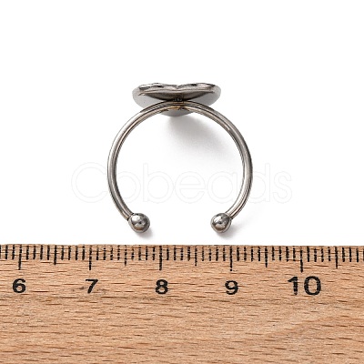 304 Stainless Steel Open Cuff Ring Components STAS-S134-01P-D02-1
