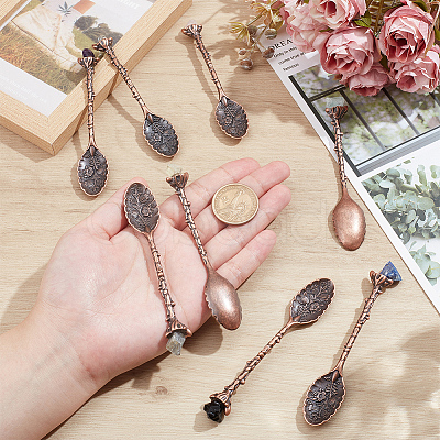 8Pcs 8 Styles Zinc Alloy Coffee Tea Spoon AJEW-NB0006-51-1