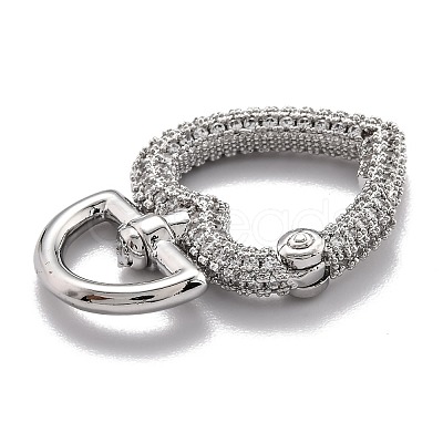 Brass Clear Cubic Zirconia Swivel Clasps ZIRC-O044-01P-1