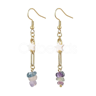 Natural Mixed Stone Nuggets Dangle Earrings EJEW-JE06811-1