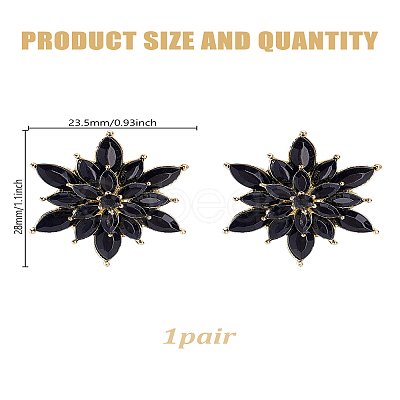 1 Pair Flower Cubic Zirconia Stud Earrings EJEW-LP0013-09-1