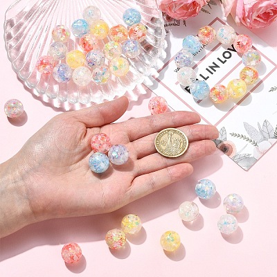14Pcs 7 Colors Transparent Resin with Paillette Beads RESI-YW0006-12-1