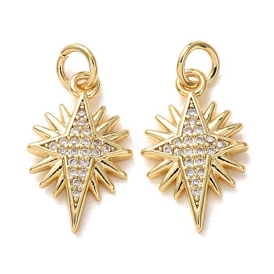 Brass Micro Pave Clear Cubic Zirconia Pendants CU-E003-16G-C-1