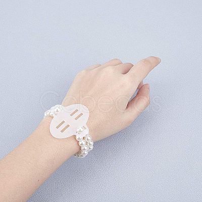 Plastic Imitation Pearl Stretch Bracelets FIND-NB0001-22-1