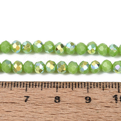 AB Color Plated Opaque Glass Rondelle Beads Strands EGLA-T029-4mm-09K-1
