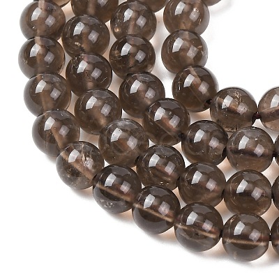 Natural Smoky Quartz Round Beads Strands G-E329-6mm-38B-1