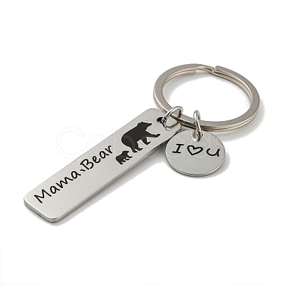 Mother's Day Gift 201 Stainless Steel Word Mama Bear Keychains KEYC-E040-01P-04-1