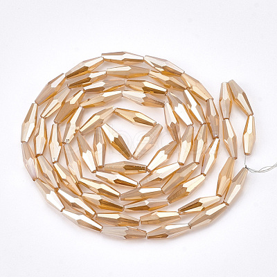 Electroplated Glass Beads Strands EGLA-S174-06G-1