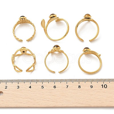 Natural Tiger Eye Finger Rings RJEW-K290-07G-1