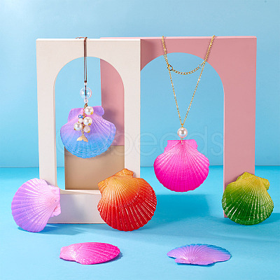 5Pcs Spray Painted Natural Scallop Shell Big Pendants SSHEL-TA0001-24-1