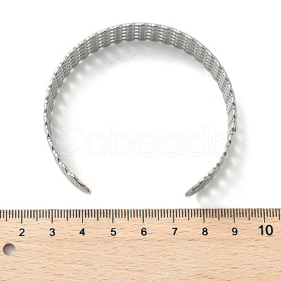 Hollow Out 304 Stainless Steel Cuff Bangles for Women BJEW-Z096-01P-1