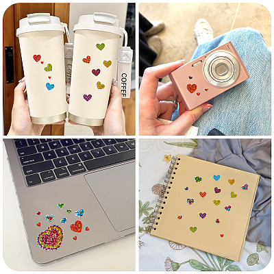 Heart Plastic Stickers DIY-TADJ0002-006C-1