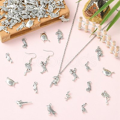 80Pcs 8 Styles Tibetan Style Alloy Pendants FIND-CJ0006-09-1