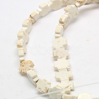 Geark Cross Natural Magnesite Beads Strands G-N0131-04B-1