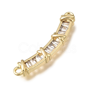 Brass Micro Pave Clear Cubic Zirconia Connector Charms CU-CBA3569-04G-B-1