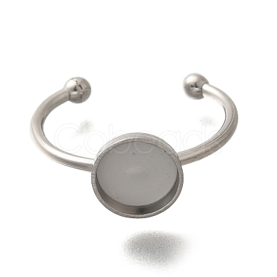 304 Stainless Steel Open Cuff Ring Components STAS-M057-01C-P-1