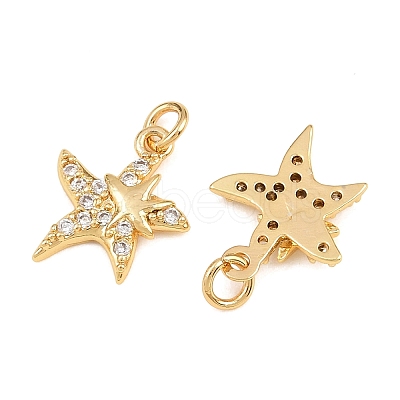 Brass Micro Pave Clear Cubic Zirconia Charms KK-Q085-02E-G-1