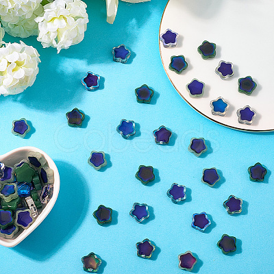 72Pcs 4 Colors Two Tone Glass Beads GLAA-PA0001-01-1