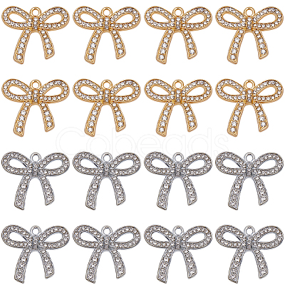 24Pcs 2 Colors Alloy Rhinestone Pendants ALRI-SC0001-46-1