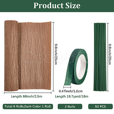 6 Rolls 6 Colors Handmade Crepe Paper DIY-CP0012-89D-1