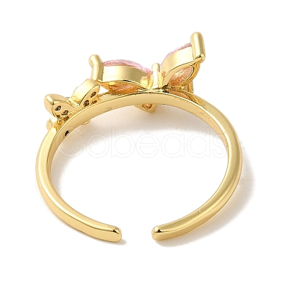 Rack Plating Brass Micro Pave Cubic Zirconia Cuff Ring RJEW-P104-10G-1