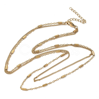 304 Stainless Steel Cable Chain Double Layered Necklaces for Women NJEW-U050-02E-G-1