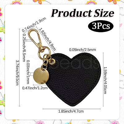 3Pcs PU Leather Pendant Decorations KEYC-CL0001-54-1