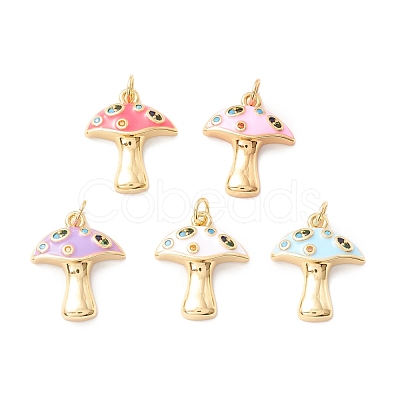 Autumn Theme Rack Plating Brass Micro Pave Colorful Cubic Zirconia Pendants KK-D073-06G-1