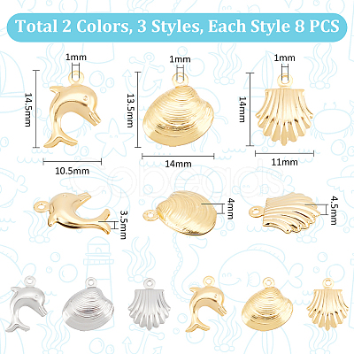 48Pcs 6 Style 304 Stainless Steel Charms STAS-UN0054-81-1