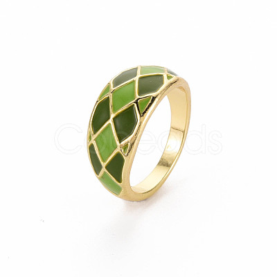 Rack Plating Light Gold Alloy Enamel Wide Band Rings RJEW-Q163-005-RS-1