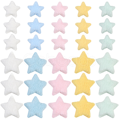 50Pcs 10 Colors Single Face Wool Fibre Cabochons FIND-SC0020-32-1