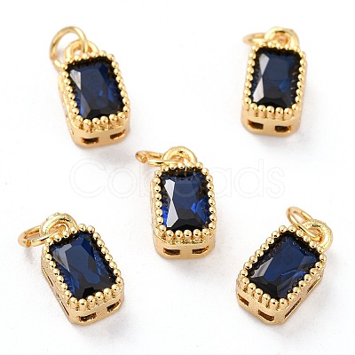 Real 18K Gold Plated Brass Inlaid Cubic Zirconia Charms X-ZIRC-L100-075G-05-1