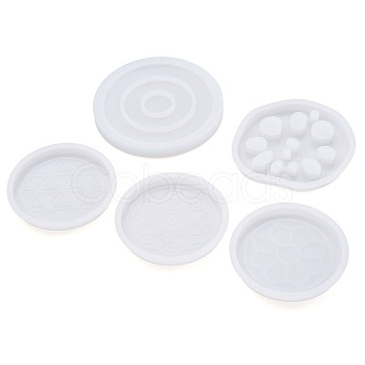 5Pcs 5 Style Cup Mat Silicone Molds DIY-BG0001-11-1