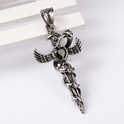 304 Stainless Steel Big Pendants with Rhinestone STAS-K027-M-1