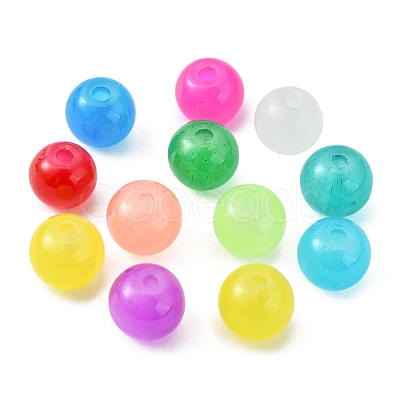 480Pcs 12 Colors Baking Paint Imitation Jade Glass Round Bead Strands DGLA-FS0001-01-1