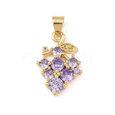Brass Pave Cubic Zirconia Pendants KK-F919-28G-02-1