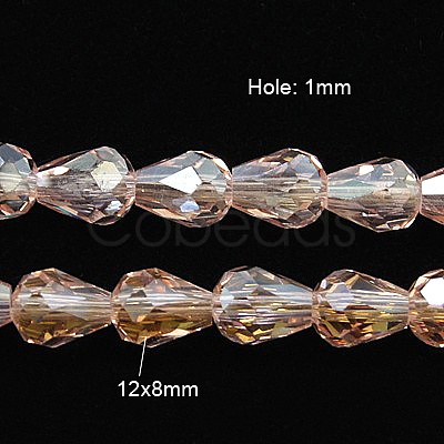 Electroplate Glass Beads Strands EGLA-D015-12x8mm-23-1