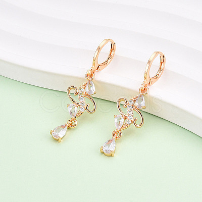 Brass Micro Pave Cubic Zirconia Dangle Leverback Earrings EJEW-N058-08G-1